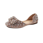 Aphixta Soft Women Butterfly Knot Loafer Bling Pearl Ballet Flats Shoes Shallow Round Toe Female Casual Shoes Large Size CN35-44 - ENSEIGNE DENIS