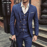 ( Jacket + Vest + Pants ) New Fashion Boutique Men's Plaid Formal Business Suit 3 Piece Set / Men's High-end Casual Suits - ENSEIGNE DENIS