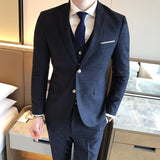( Jacket + Vest + Pants ) New Fashion Boutique Men's Plaid Formal Business Suit 3 Piece Set / Men's High-end Casual Suits - ENSEIGNE DENIS