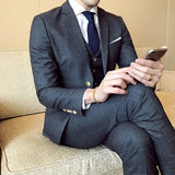 ( Jacket + Vest + Pants ) New Fashion Boutique Men's Plaid Formal Business Suit 3 Piece Set / Men's High-end Casual Suits - ENSEIGNE DENIS