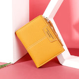 Brand Yellow Women Wallet Soft PU Leather Female Purse Mini Hasp Card Holder Coin Short Wallets Slim Small Purse Zipper Keychain - ENSEIGNE DENIS