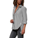 Women's Office Lady Chiffon Irregular Shirt Top Black White Red Long Sleeve Female Blouse 2020 Summer Shirts Tops Plus Size 5XL - ENSEIGNE DENIS