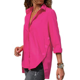 Women's Office Lady Chiffon Irregular Shirt Top Black White Red Long Sleeve Female Blouse 2020 Summer Shirts Tops Plus Size 5XL - ENSEIGNE DENIS