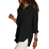 Women's Office Lady Chiffon Irregular Shirt Top Black White Red Long Sleeve Female Blouse 2020 Summer Shirts Tops Plus Size 5XL - ENSEIGNE DENIS