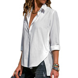 Women's Office Lady Chiffon Irregular Shirt Top Black White Red Long Sleeve Female Blouse 2020 Summer Shirts Tops Plus Size 5XL - ENSEIGNE DENIS