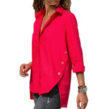 Women's Office Lady Chiffon Irregular Shirt Top Black White Red Long Sleeve Female Blouse 2020 Summer Shirts Tops Plus Size 5XL - ENSEIGNE DENIS