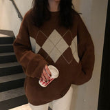 Geometric Pattern Fashion Basic Hit Casual Regular 2019 Female Women Long Sleeve All Match College Wind Hit Hot Sale Sweaters