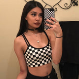 Fashion Stretch Sexy Ladies Crop Tops Women Plaid Tank Tops Slim Backless Short Vest Tops - ENSEIGNE DENIS