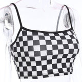 Fashion Stretch Sexy Ladies Crop Tops Women Plaid Tank Tops Slim Backless Short Vest Tops - ENSEIGNE DENIS