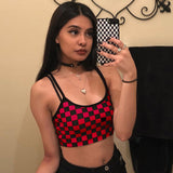 Fashion Stretch Sexy Ladies Crop Tops Women Plaid Tank Tops Slim Backless Short Vest Tops - ENSEIGNE DENIS