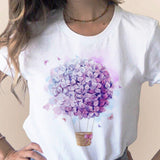 Women 2020 Summer Short Sleeve Floral Flower Fashion Lady T-shirts Top T Shirt Ladies Womens Graphic Female Tee T-Shirt - ENSEIGNE DENIS