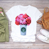 Women 2020 Summer Short Sleeve Floral Flower Fashion Lady T-shirts Top T Shirt Ladies Womens Graphic Female Tee T-Shirt - ENSEIGNE DENIS