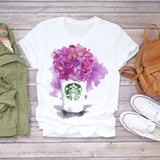 Women 2020 Summer Short Sleeve Floral Flower Fashion Lady T-shirts Top T Shirt Ladies Womens Graphic Female Tee T-Shirt - ENSEIGNE DENIS