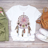 Women 2020 Summer Short Sleeve Floral Flower Fashion Lady T-shirts Top T Shirt Ladies Womens Graphic Female Tee T-Shirt - ENSEIGNE DENIS