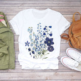 Women 2020 Summer Short Sleeve Floral Flower Fashion Lady T-shirts Top T Shirt Ladies Womens Graphic Female Tee T-Shirt - ENSEIGNE DENIS