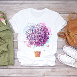Women 2020 Summer Short Sleeve Floral Flower Fashion Lady T-shirts Top T Shirt Ladies Womens Graphic Female Tee T-Shirt - ENSEIGNE DENIS