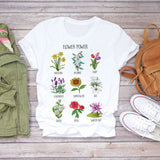 Women 2020 Summer Short Sleeve Floral Flower Fashion Lady T-shirts Top T Shirt Ladies Womens Graphic Female Tee T-Shirt - ENSEIGNE DENIS