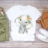 Women 2020 Summer Short Sleeve Floral Flower Fashion Lady T-shirts Top T Shirt Ladies Womens Graphic Female Tee T-Shirt - ENSEIGNE DENIS