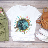 Women 2020 Summer Short Sleeve Floral Flower Fashion Lady T-shirts Top T Shirt Ladies Womens Graphic Female Tee T-Shirt - ENSEIGNE DENIS