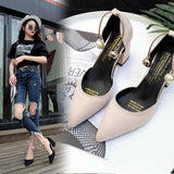 2020 new Korean version wild suede pointed high heels word buckle single shoes sexy comfortable trend high heels ladies shoes - ENSEIGNE DENIS