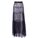 Summer Swimwear Women Maxi Skirt See Through Polka Dot Pleated Retro Swimsuit Bikini Cover Up Elastic Waist Bathing Skirts - ENSEIGNE DENIS