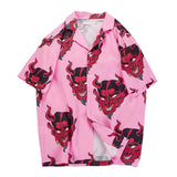 Hawaiian Shirt Men Hip Hop streetwear Devil Anime Printing Shirts camisa masculina short sleeve for men Holiday Beach shirts
