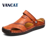 Summer Sandals Men Leather Classic Roman Sandals 2019 Slipper Outdoor Sneaker Beach Rubber Flip Flops Men Water Trekking Sandals - ENSEIGNE DENIS