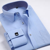 Men's Dress Shirts Loose French Cuff Regular fit Luxury Striped Business Long Sleeve Cufflinks Social Pluse Size Men Shirt 6XL - ENSEIGNE DENIS