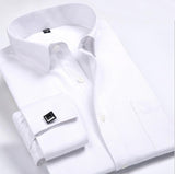 Men's Dress Shirts Loose French Cuff Regular fit Luxury Striped Business Long Sleeve Cufflinks Social Pluse Size Men Shirt 6XL - ENSEIGNE DENIS