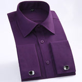 Men's Dress Shirts Loose French Cuff Regular fit Luxury Striped Business Long Sleeve Cufflinks Social Pluse Size Men Shirt 6XL - ENSEIGNE DENIS