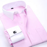 Men's Dress Shirts Loose French Cuff Regular fit Luxury Striped Business Long Sleeve Cufflinks Social Pluse Size Men Shirt 6XL - ENSEIGNE DENIS