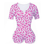 2020 Sexy Women V-neck Bodycon Sleepwear Jumpsuit Button Bodysuit Shorts Romper Leotard Printed Long/Short Sleeve Bodysuit - ENSEIGNE DENIS
