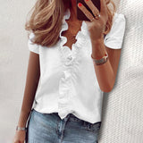 Ruffled V neck Long Sleeve Women Blouses Casual Letter Printed Blouse Women's Tops 2020 Spring Summer Plus Size Clothes Laides - ENSEIGNE DENIS