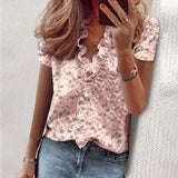 Ruffled V neck Long Sleeve Women Blouses Casual Letter Printed Blouse Women's Tops 2020 Spring Summer Plus Size Clothes Laides - ENSEIGNE DENIS