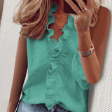Ruffled V neck Long Sleeve Women Blouses Casual Letter Printed Blouse Women's Tops 2020 Spring Summer Plus Size Clothes Laides - ENSEIGNE DENIS