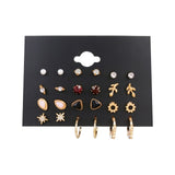 FNIO Women's Earrings Set Pearl Earrings For Women Bohemian Fashion Jewelry 2020 Geometric Crystal Heart Stud Earrings - ENSEIGNE DENIS
