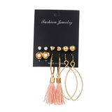 FNIO Women's Earrings Set Pearl Earrings For Women Bohemian Fashion Jewelry 2020 Geometric Crystal Heart Stud Earrings - ENSEIGNE DENIS