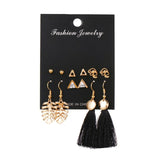 FNIO Women's Earrings Set Pearl Earrings For Women Bohemian Fashion Jewelry 2020 Geometric Crystal Heart Stud Earrings - ENSEIGNE DENIS