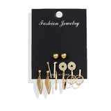 FNIO Women's Earrings Set Pearl Earrings For Women Bohemian Fashion Jewelry 2020 Geometric Crystal Heart Stud Earrings - ENSEIGNE DENIS