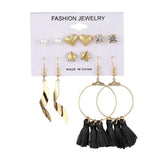 FNIO Women's Earrings Set Pearl Earrings For Women Bohemian Fashion Jewelry 2020 Geometric Crystal Heart Stud Earrings - ENSEIGNE DENIS