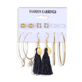 FNIO Women's Earrings Set Pearl Earrings For Women Bohemian Fashion Jewelry 2020 Geometric Crystal Heart Stud Earrings - ENSEIGNE DENIS