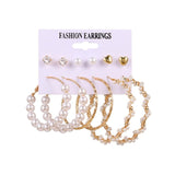FNIO Women's Earrings Set Pearl Earrings For Women Bohemian Fashion Jewelry 2020 Geometric Crystal Heart Stud Earrings - ENSEIGNE DENIS