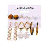FNIO Women's Earrings Set Pearl Earrings For Women Bohemian Fashion Jewelry 2020 Geometric Crystal Heart Stud Earrings - ENSEIGNE DENIS