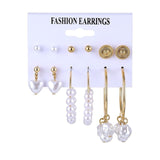 FNIO Women's Earrings Set Pearl Earrings For Women Bohemian Fashion Jewelry 2020 Geometric Crystal Heart Stud Earrings - ENSEIGNE DENIS
