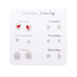 FNIO Women's Earrings Set Pearl Earrings For Women Bohemian Fashion Jewelry 2020 Geometric Crystal Heart Stud Earrings - ENSEIGNE DENIS