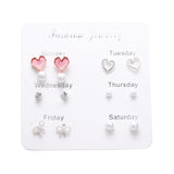 FNIO Women's Earrings Set Pearl Earrings For Women Bohemian Fashion Jewelry 2020 Geometric Crystal Heart Stud Earrings - ENSEIGNE DENIS