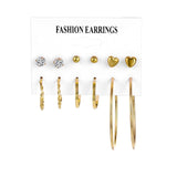 FNIO Women's Earrings Set Pearl Earrings For Women Bohemian Fashion Jewelry 2020 Geometric Crystal Heart Stud Earrings - ENSEIGNE DENIS