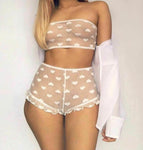 2PCS Bikini Cover Up Beachwer Sexy Women  Lace Babydoll Underwear Nightwear Sleepwear G-string Set NEW - ENSEIGNE DENIS