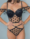 2PCS Bikini Cover Up Beachwer Sexy Women  Lace Babydoll Underwear Nightwear Sleepwear G-string Set NEW - ENSEIGNE DENIS