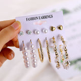 2020 Vintage Pearl Twist Big Circle Earrings Set for Women Fashion Geometric Imitation Pearl Crystal Earrings Jewelry - ENSEIGNE DENIS